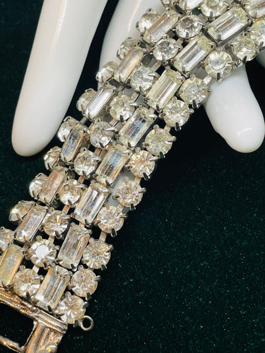 Silver 5 Row Rhinestone Bracelet